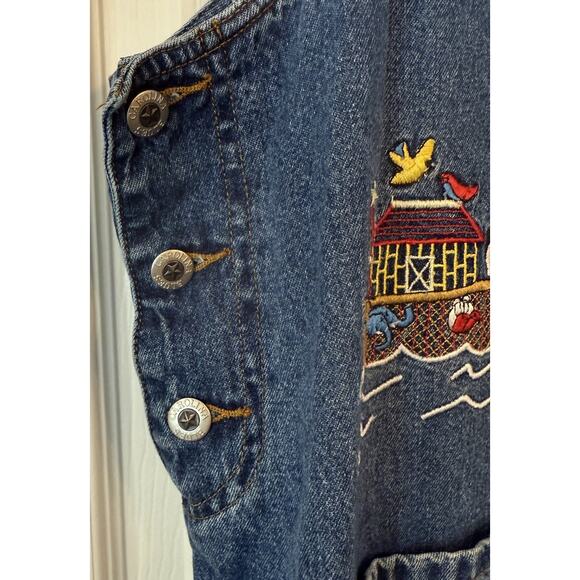 Vtg Carolina Blues Plus Denim Jumper Sz 20W Noah’s Ark Preschool Teacher Church - Picture 6 of 14